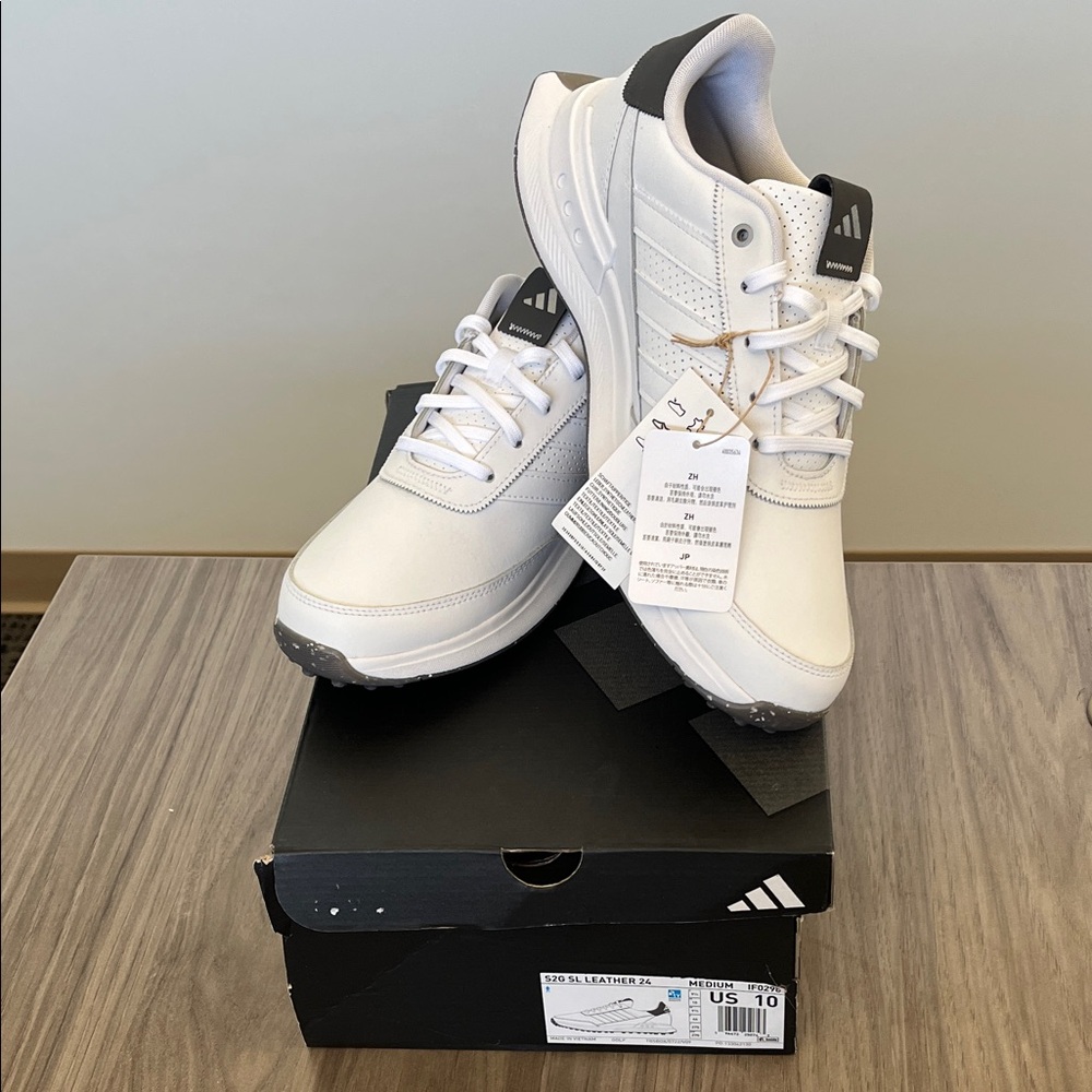 Adidas S2G SL Leather Men's White Spikeless Golf Shoe